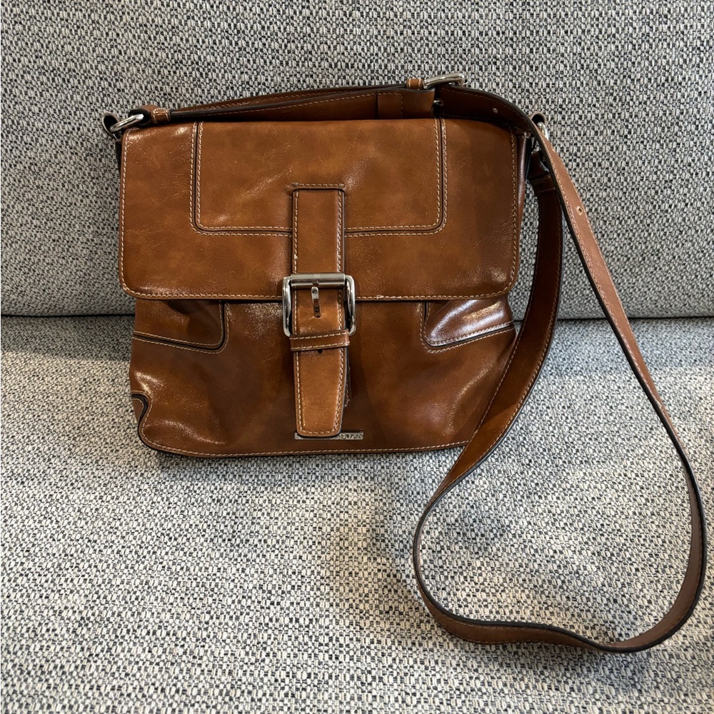 Nine West Brown Messenger Bag with Adjustable Strap and Classic Design